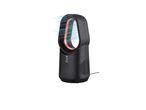A black Mini Desk Fan with LED with a sleek design.