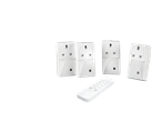 TRONIC® Wireless Socket Set with four white plug adapters and a remote control.