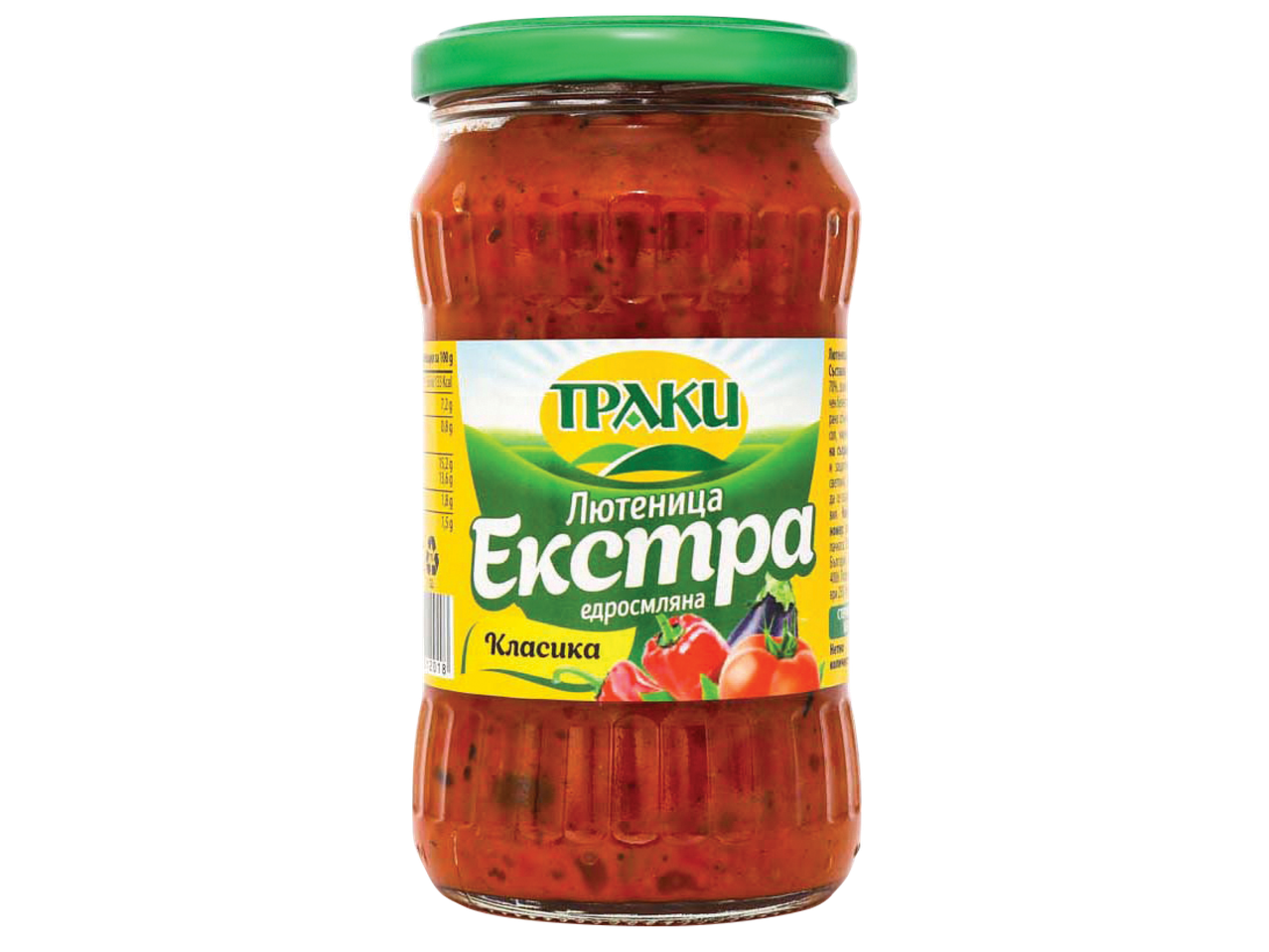 Буркан с лютеница Екстра, едросмляна, Класика, с червени чушки, домати и патладжан.