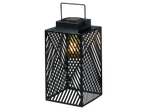 LIVARNO home LED Solar Lantern, black metal with geometric cut-out pattern and warm light