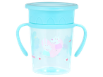 A light blue Peppa Pig sippy cup with handles.