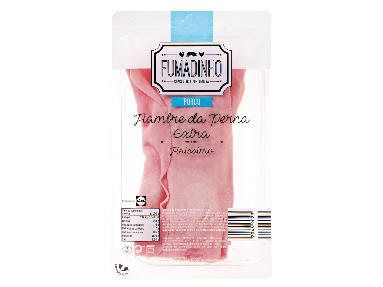 Fumadinho fatias finas de presunto de porco.