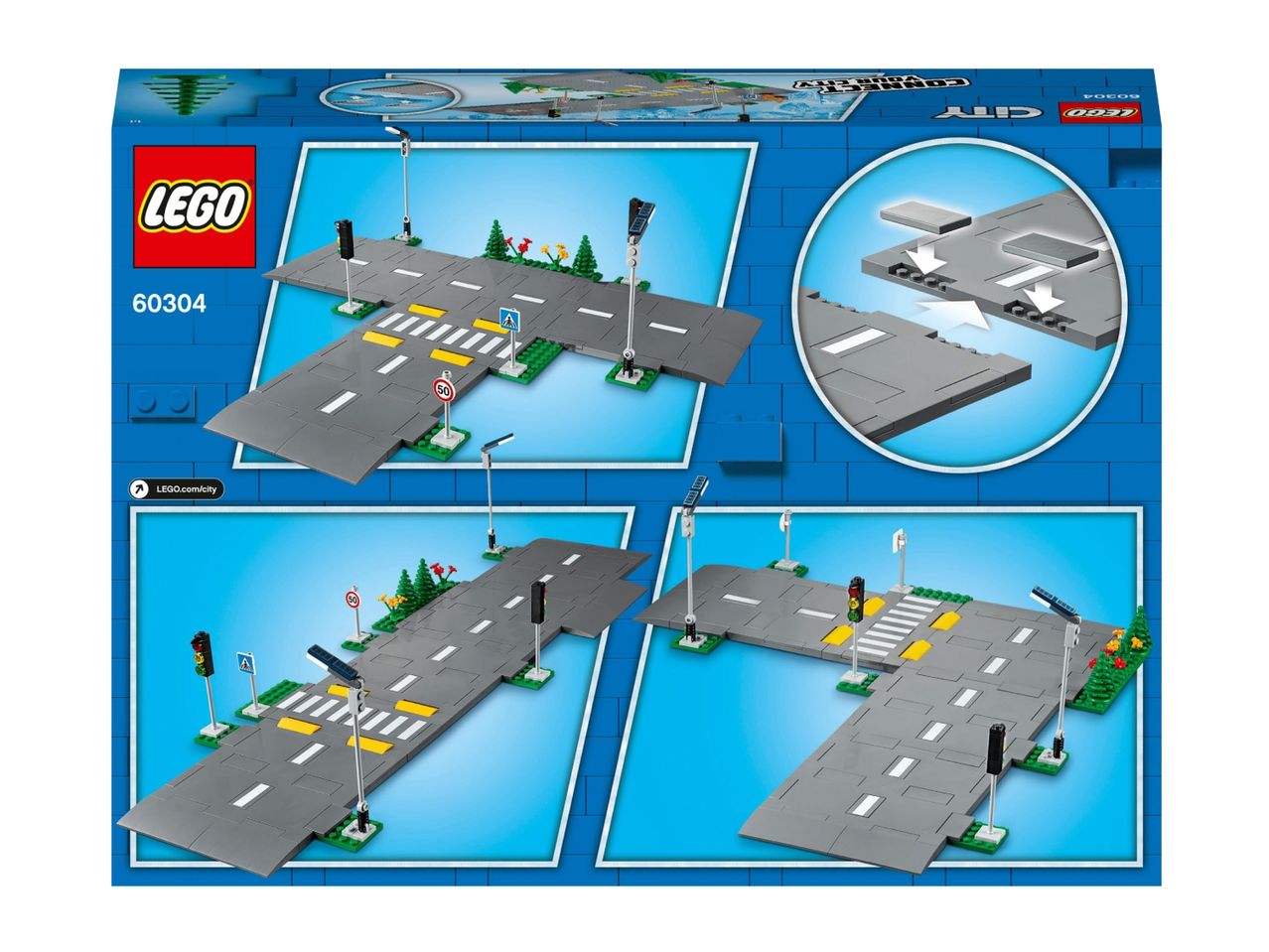 LEGO City Road Plates set 60304 with various road configurations.