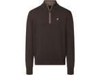 Пуловер, тъмнокафяв с цип и бродирано лого.