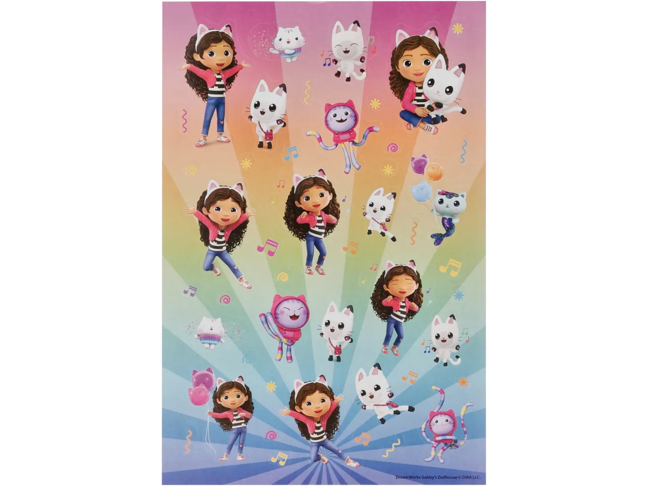 Gabby's Dollhouse stickers featuring Gabby and various cat characters.