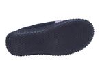Bottom view of a black water shoe with a textured, non-slip sole.