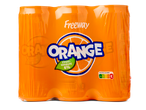 Verpakking Freeway Orange blikjes: sinaasappelsap.
