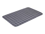 A dark gray grid patterned bath mat.