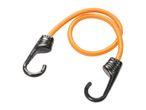 Orange bungee cords with metal hooks.