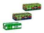 Tre Tuborg ølpakker: Classic, Classic 0,0% og Grøn.