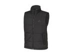 Black puffer vest with a high collar and a zipper closure, featuring an Alpine Hiker logo.