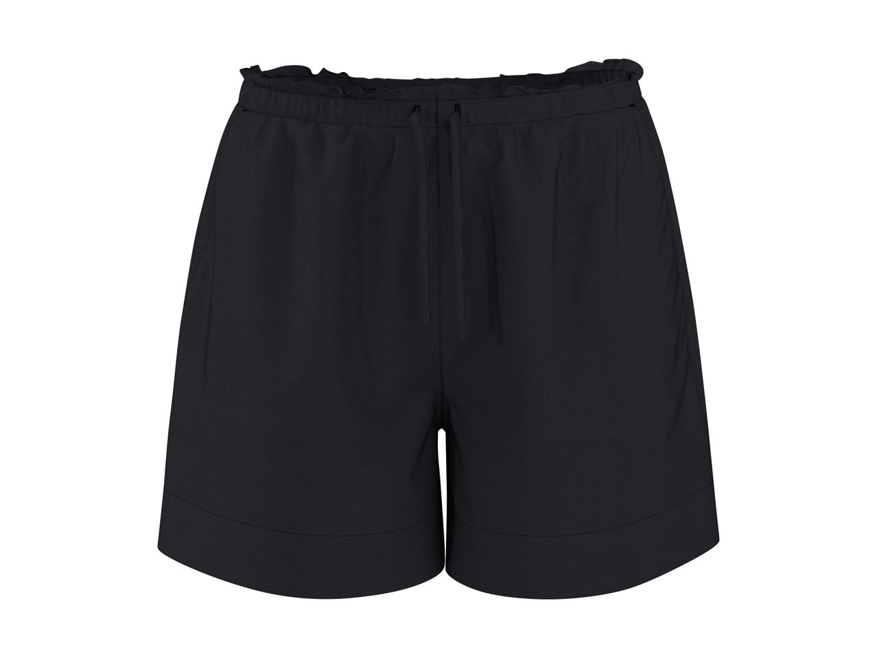 Sorte shorts med elastik i taljen og snøre.