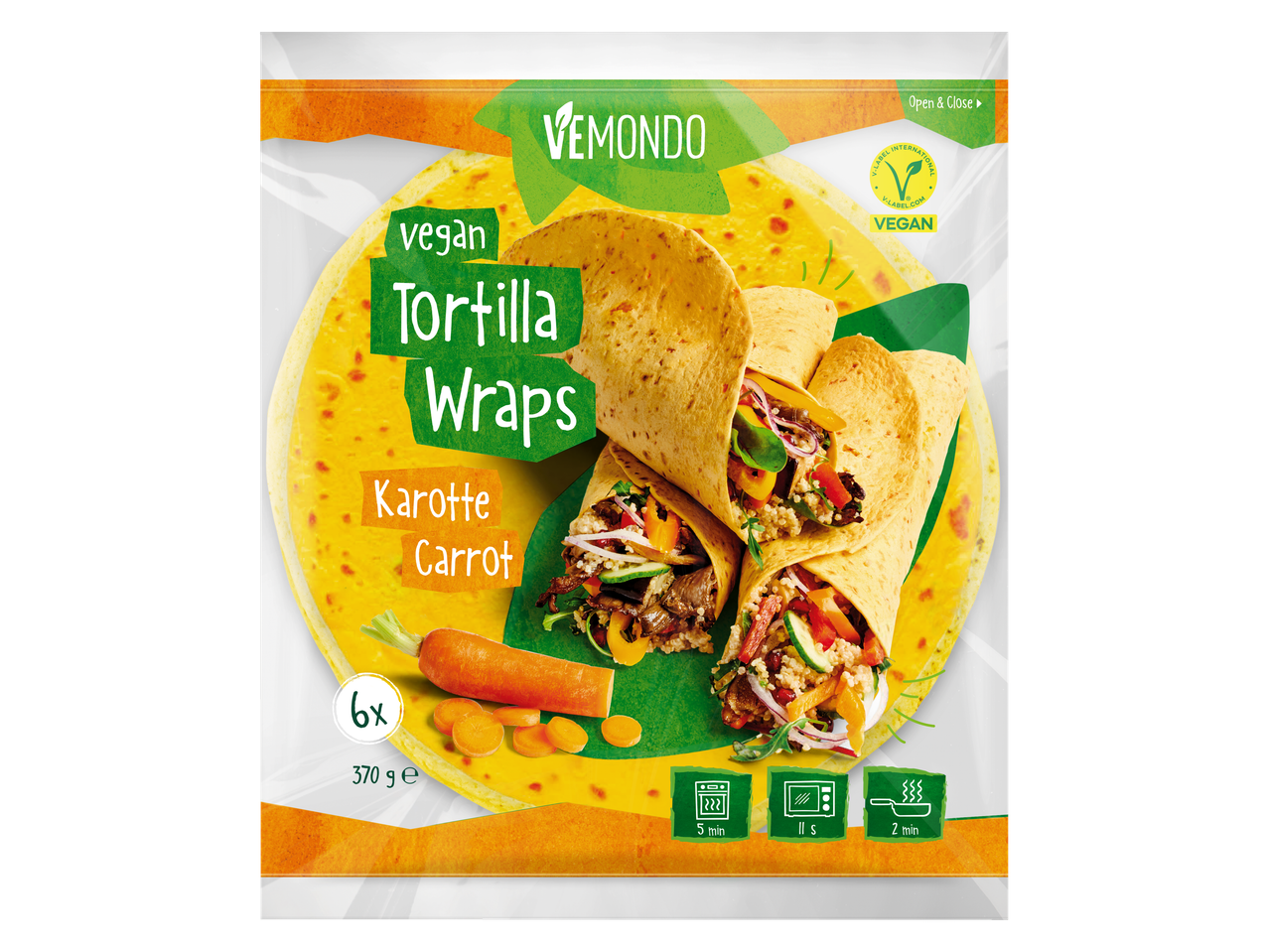 Wraps veganes Vemondo à la carotte.