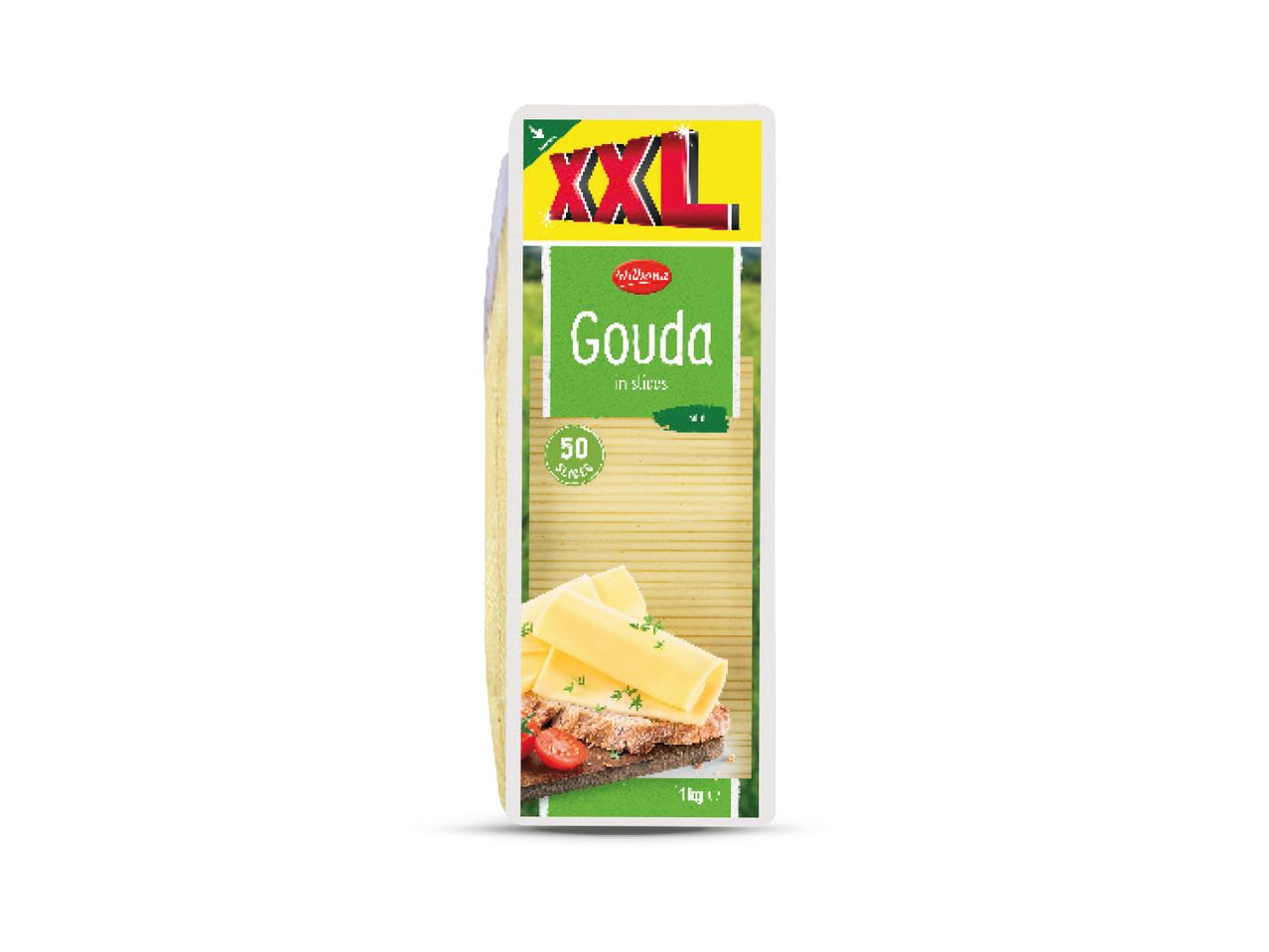 Pakiranje XXL Gouda sira u kriškama marke Milbona.