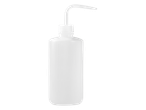 Garrafa de plástico branca de 500 ml com bico curvo, com marcas de medição laterais.