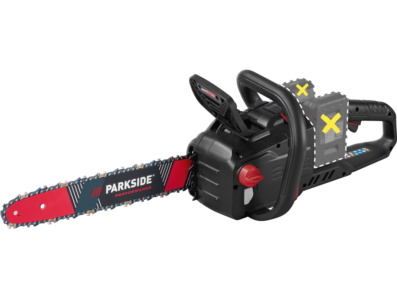 PARKSIDE PERFORMANCE premium akutrell-saag punase ja musta ketiga