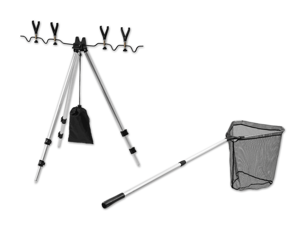 Angelrutenständer und Kescher