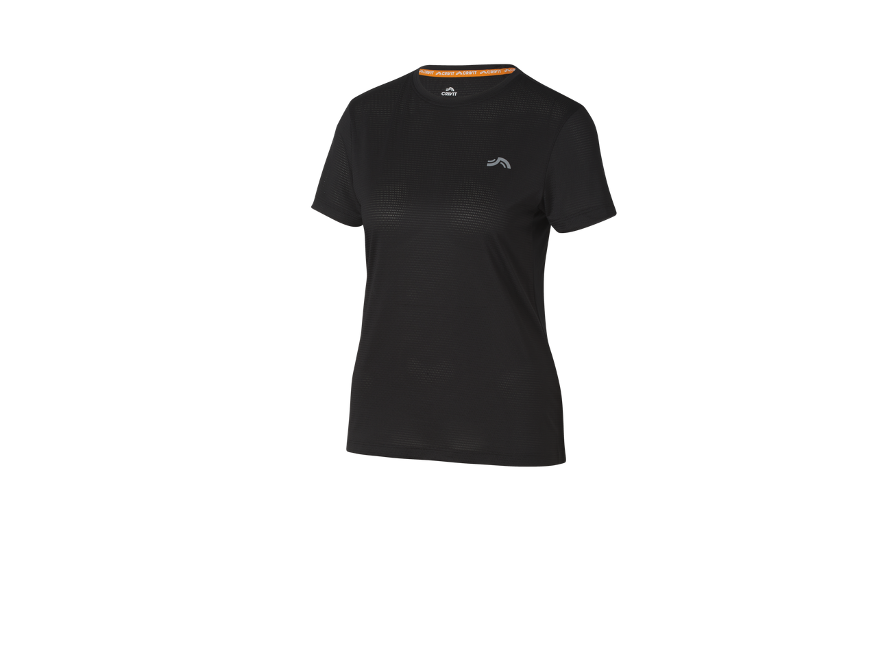 Melns Crivit funkcionāls T-krekls ar īsām piedurknēm un smalku svītrainu rakstu.