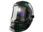 PARKSIDE® Automatic Welding Helmet, black and green with a clear visor