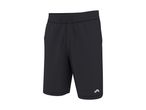 Black men's sports shorts with an elastic waistband and drawstring.