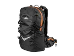 Black CRIVIT hiking backpack with orange accents and reflective details.