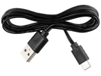 Черен USB-A към USB-C кабел, навит на осморка.