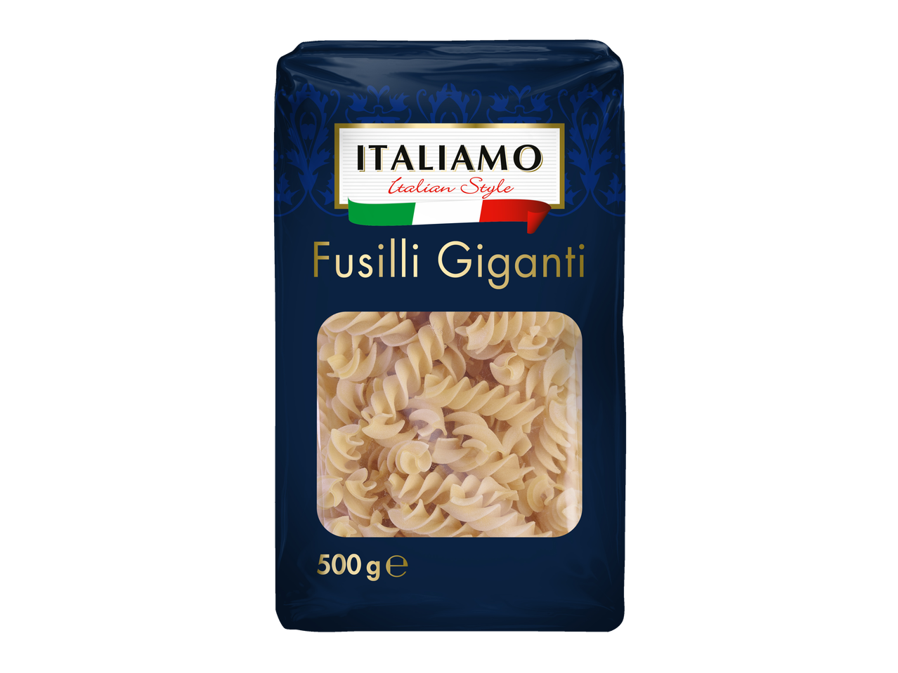 ITALIAMO Fusilli Giganti pasta, 500g verpakking.