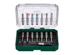 Parkside screwdriver bit set in a clear and green plastic case.