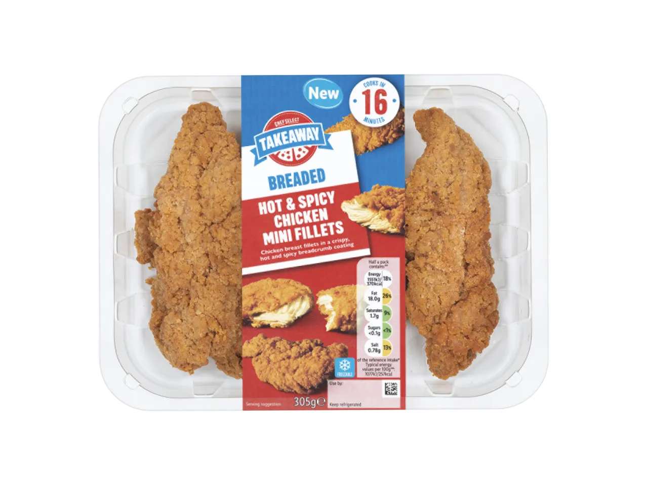 Chef Select: Breaded hot & spicy chicken mini fillets.