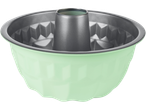 Mint green metal bundt cake pan.