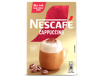 Nescafé Gold Cappuccino doos met een kopje cappuccino en koffiebonen
