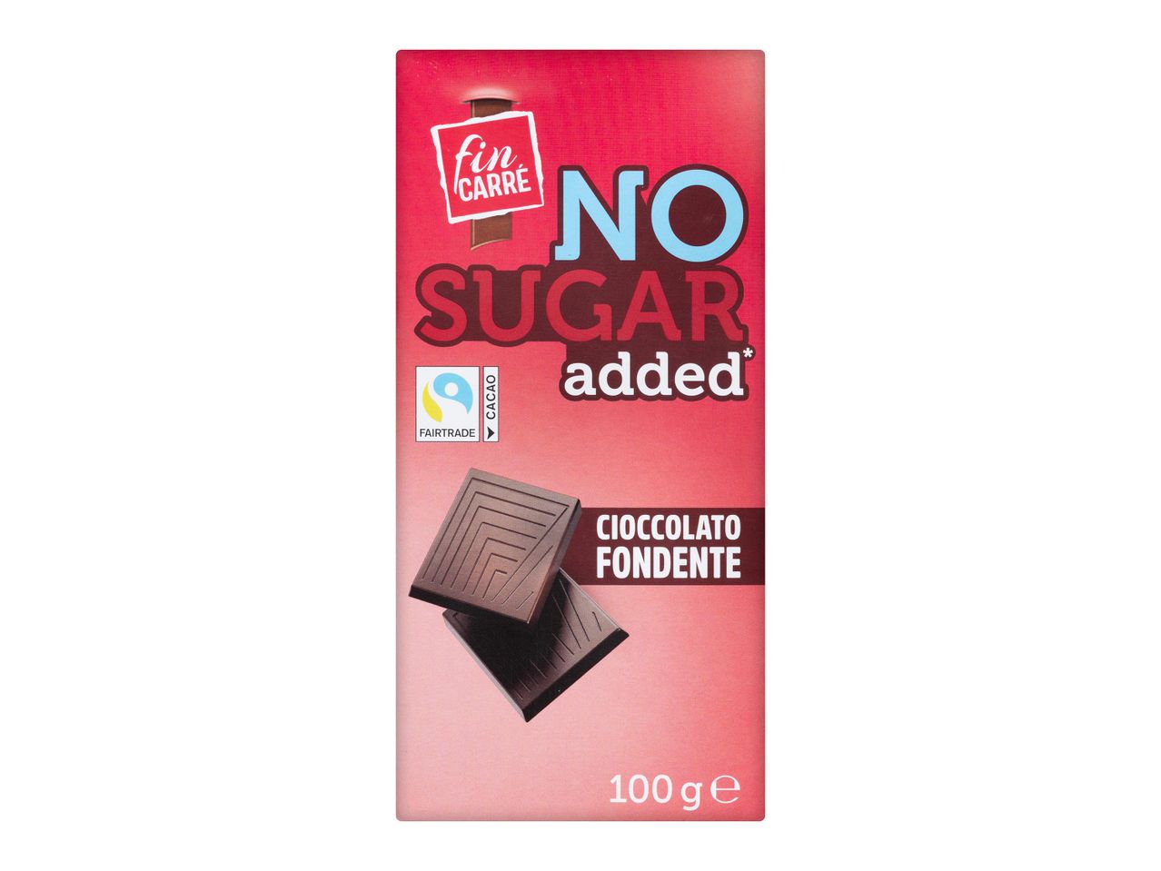 Fin Carré étcsokoládé, hozzáadott cukor nélkül, 100g-os kiszerelésben.