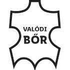 Valódi bőr címke, bőrdarab formájú keretben.