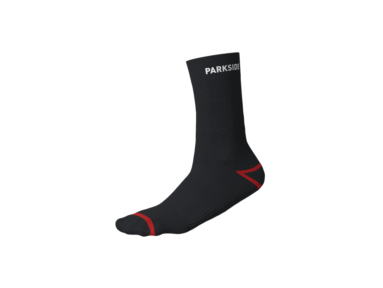 Zwarte PARKSIDE sok met rode accenten.