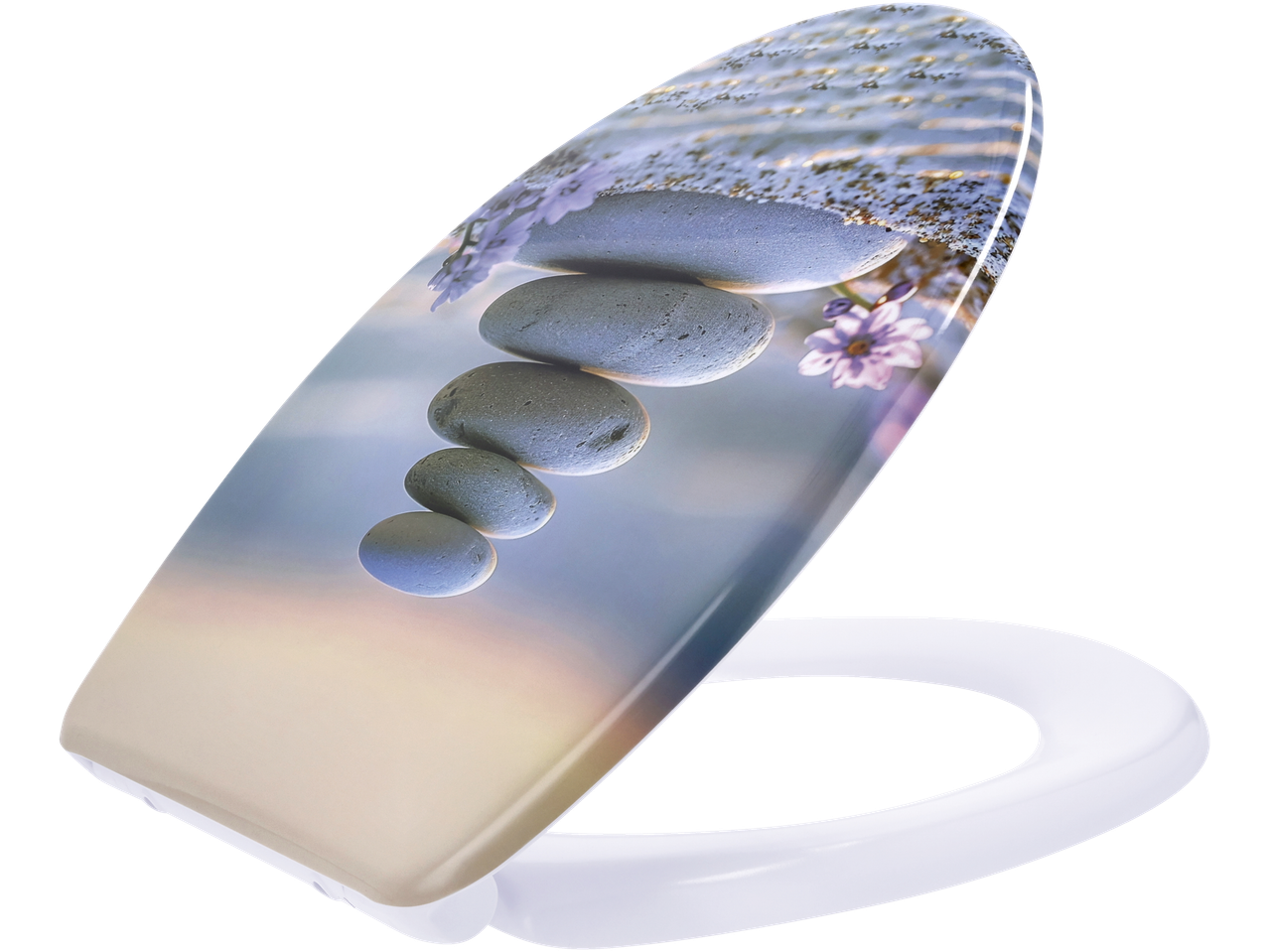 Livarno tualetes sēdeklis ar zen akmeņu un ziedu motīvu