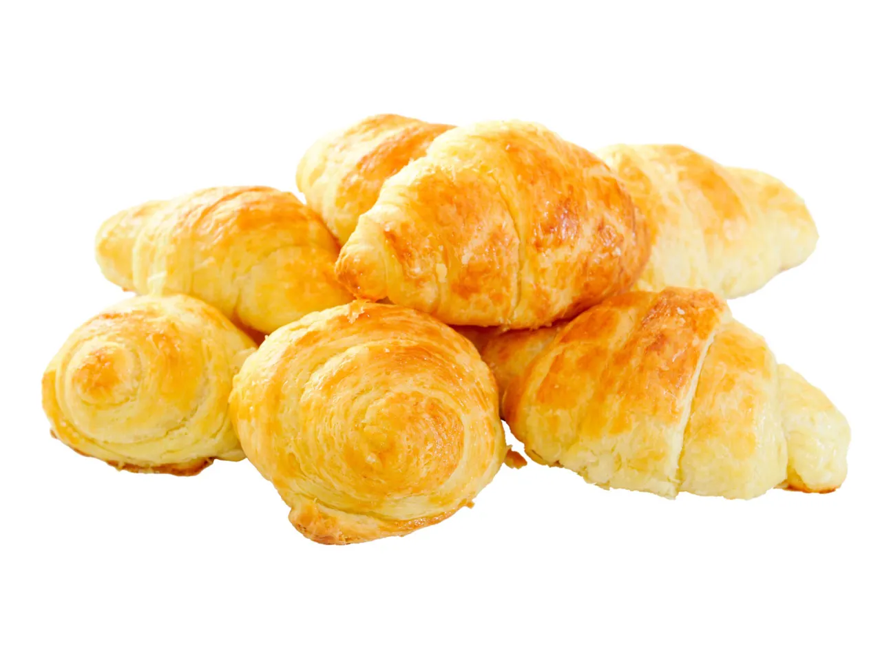 Croissante crocante și produse de patiserie.