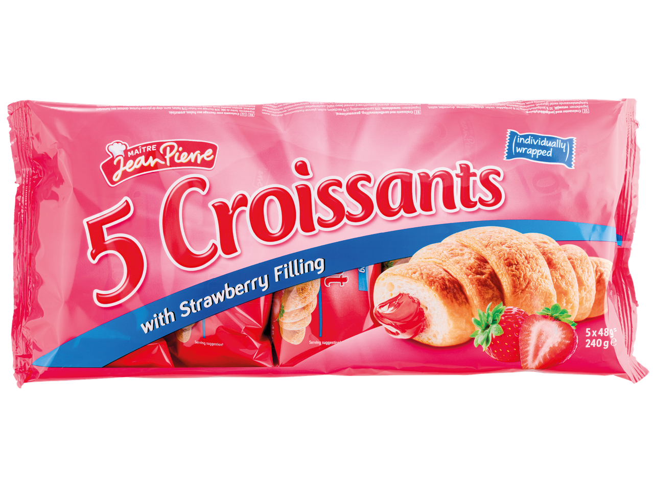 Paketet med 5 Croissant-bullar med jordgubbsfyllning