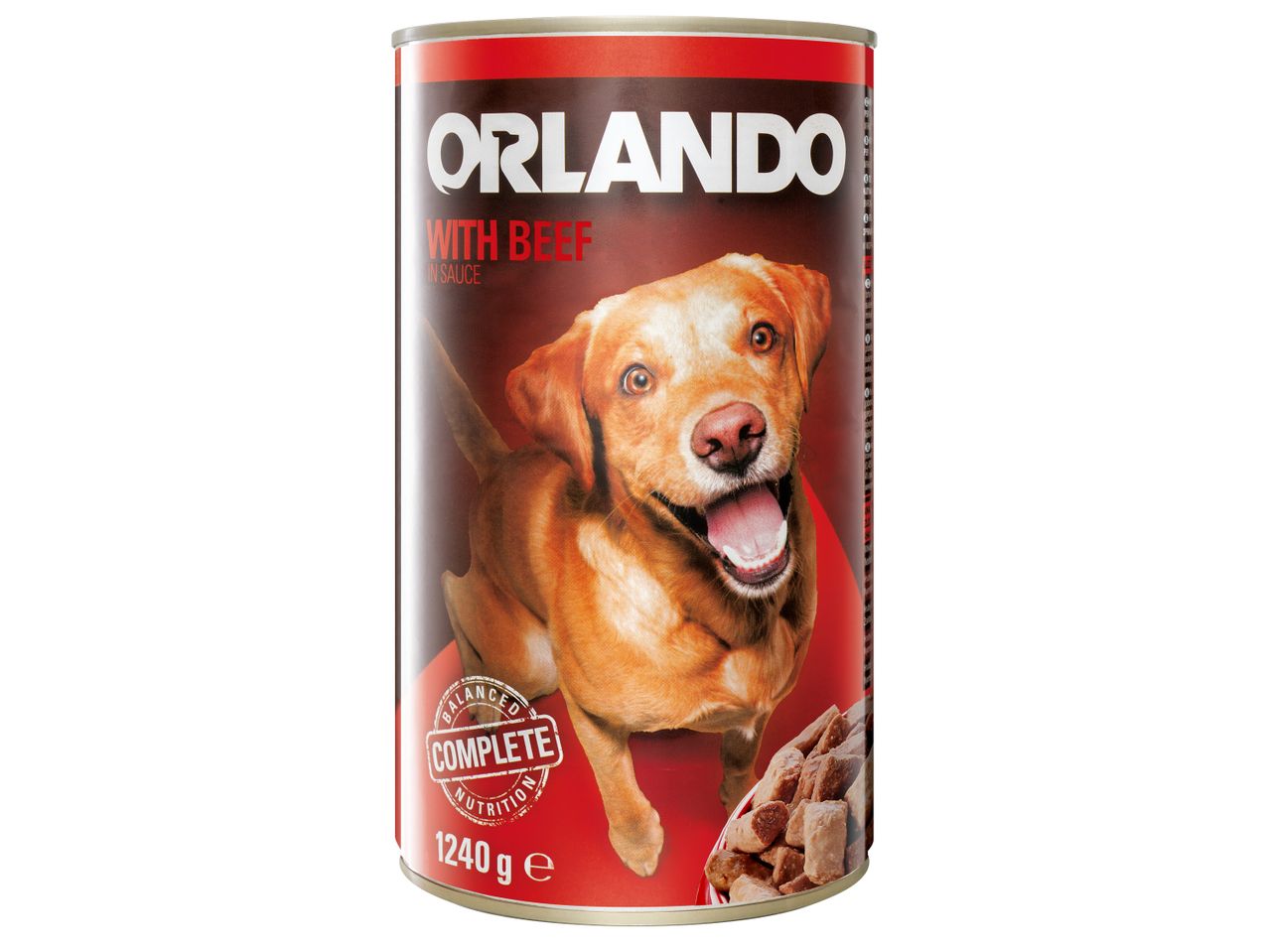 Кучешка храна Orlando в консерва с говеждо месо, 1,24 kg/опаковка
