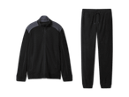Schwarzer Fleece-Trainingsanzug mit Reißverschlussjacke und Jogginghose