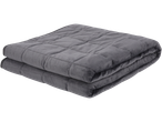 Gray, quilted weighted blanket folded in half