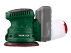 Cordless random orbital sander with battery and dust collector