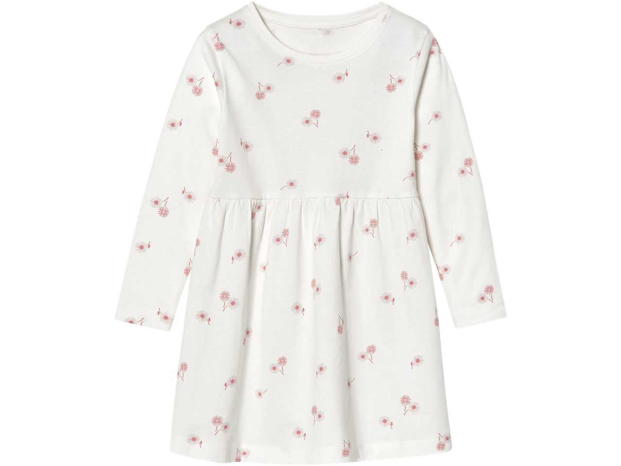 Barnklänning med lång ärm och blommönster
