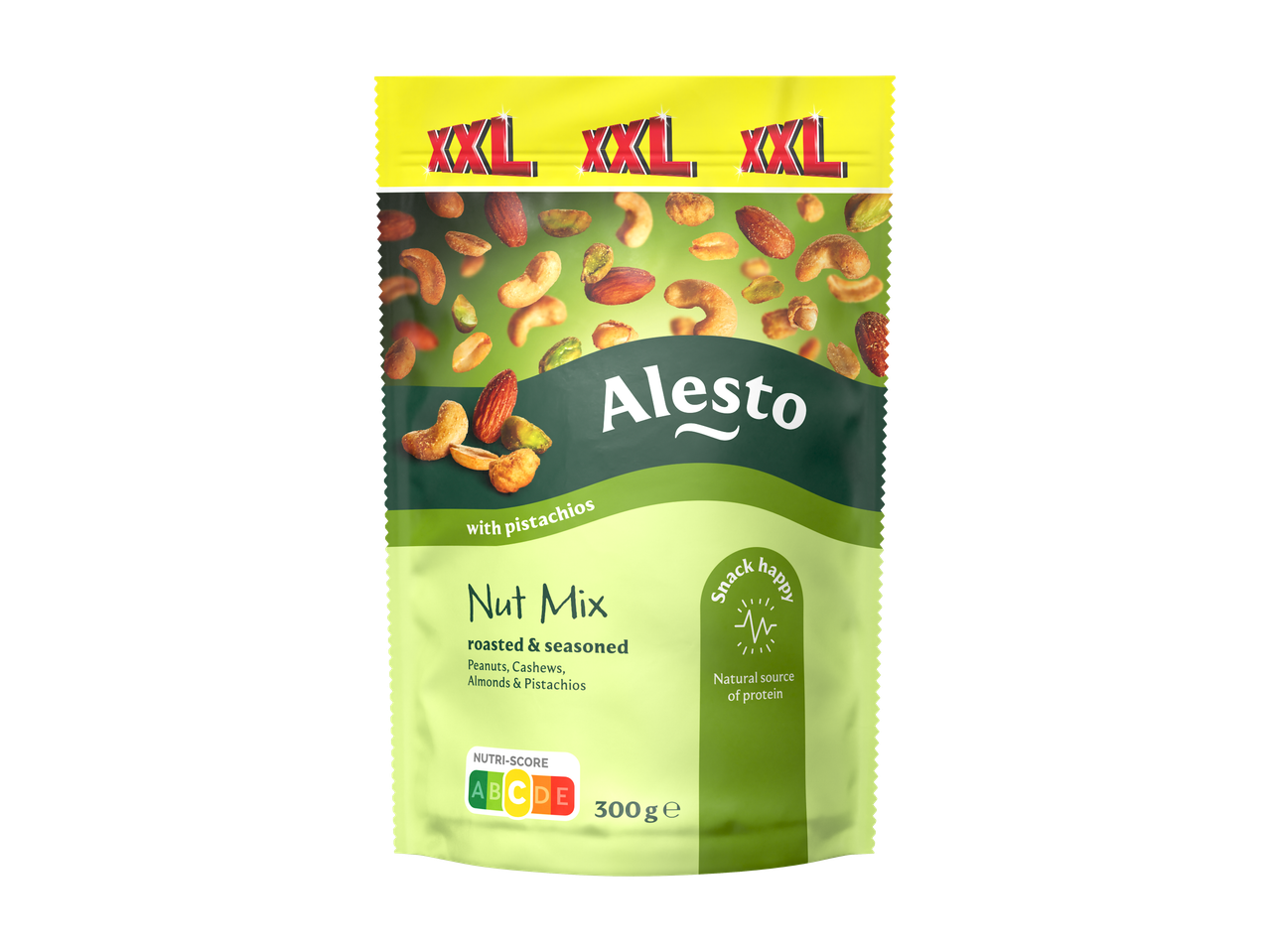 ALESTO Notenmix XXL met pinda's, cashewnoten, amandelen en pistachenoten, 300g.