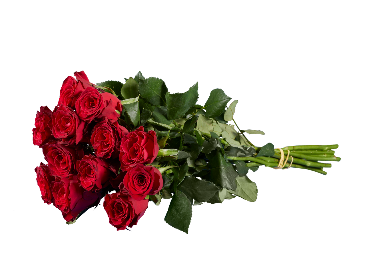 Raudonų rožių puokštė.