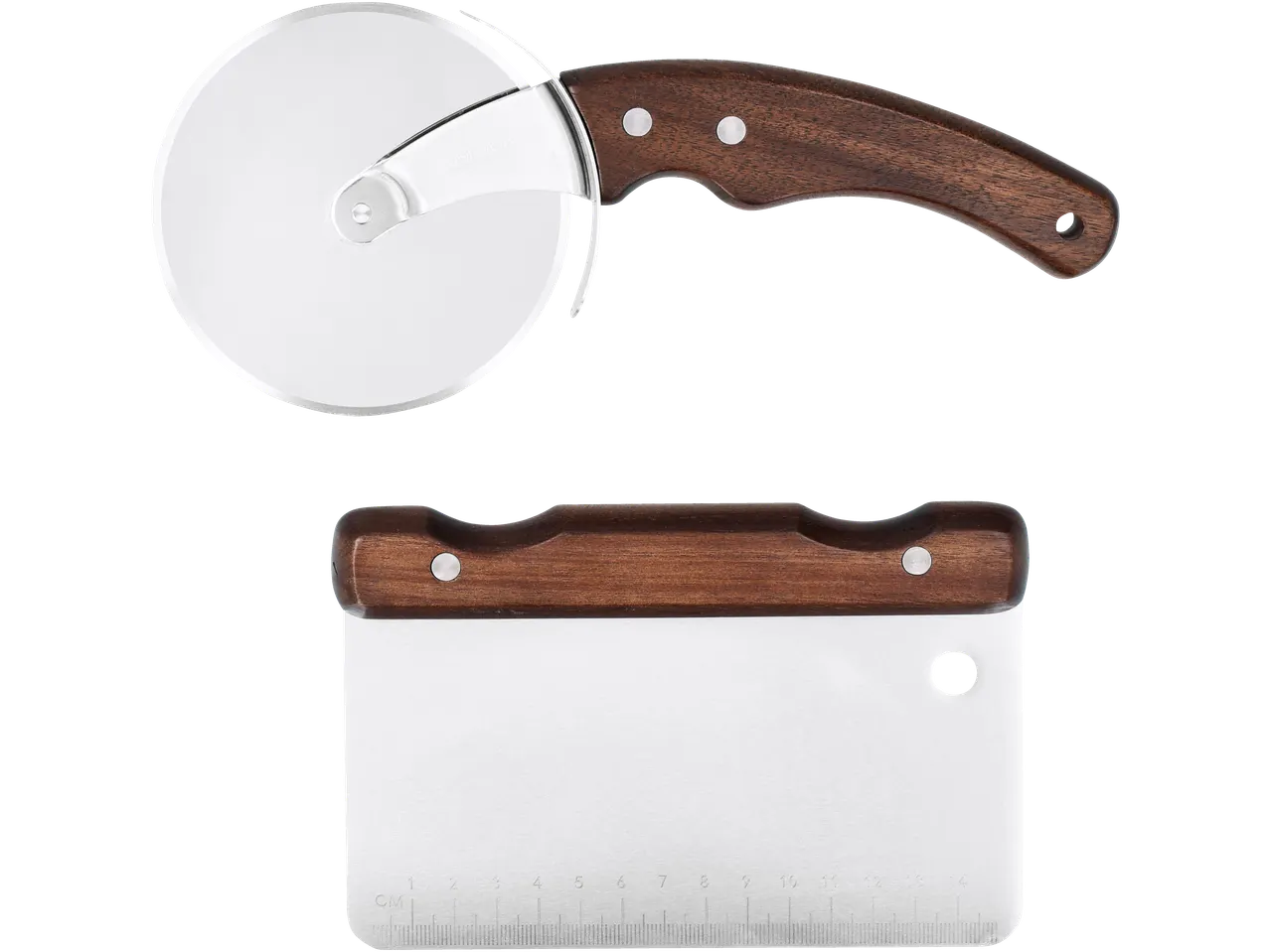 Cortador de pizza e raspador de massa SILVERCREST com cabos de madeira