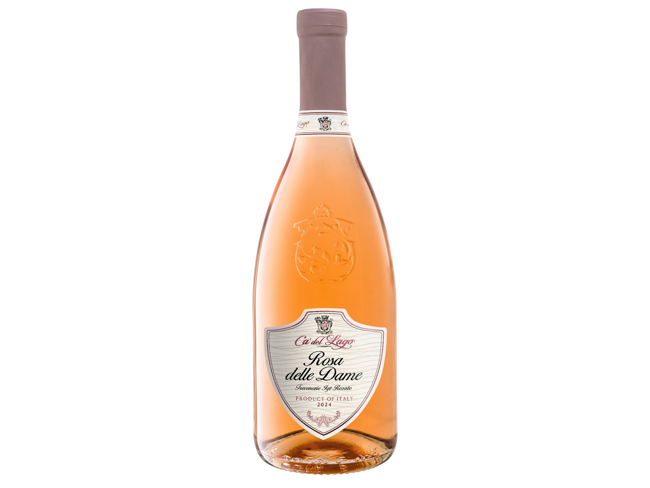 Бутилка розово вино с етикет „Rosa delle Dame Trevenezie Igt Rosato“, реколта 2024.
