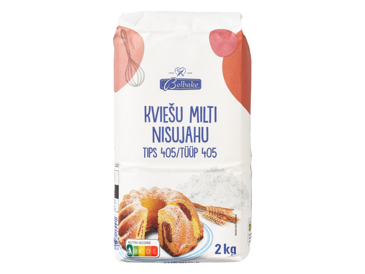 Belbake nisujahu 2 kg pakend, millel on kook ja Nutri-Score A.