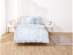 Blue and white floral bedding set.