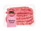 Embalagem de salsichas frescas de porco nacional, sem glúten.