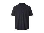 Men's short-sleeved black shirt with vertical stripes